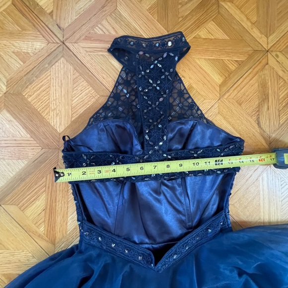 PROM / HOCO / Formal Dress • Navy • Halter / Beaded • Mini Fit & Flare • Medium - Picture 11 of 13